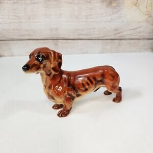 Royal Dachshund Goebel Dog Glazed Porcelain German Figurine Vintage